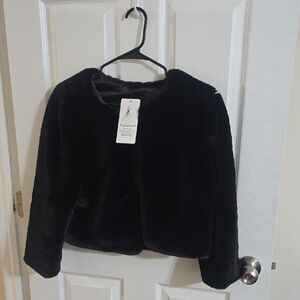 Black Faux Fur Kids Jacket